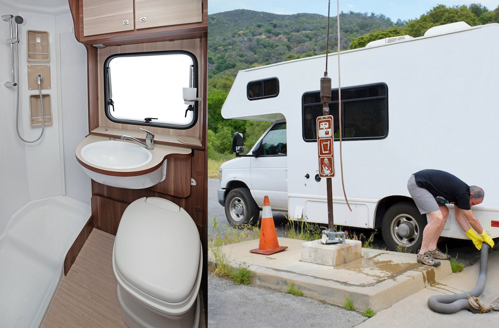 Portable RV/camper toilet and holding tank setup in Watertown, New York State